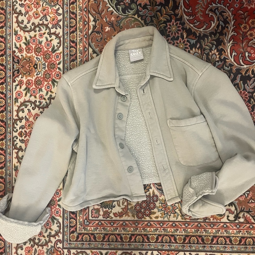 Aritzia TNA Cozy Cropped Fleece Jacket Size XS